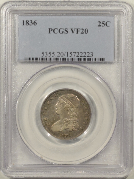 New Certified Coins 1836 CAPPED BUST QUARTER – PCGS VF-20
