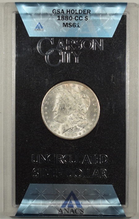 New Certified Coins 1880-CC MORGAN DOLLAR GSA ANACS MS-61 W/BOX & CARD