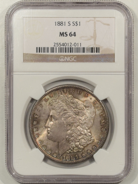 New Certified Coins 1881-S MORGAN DOLLAR – NGC MS-64