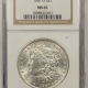 New Certified Coins 1886-S MORGAN DOLLAR NGC MS-61, BLAST WHITE, TOUGH DATE!