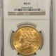 New Certified Coins 1894-S $20 LIBERTY GOLD DOUBLE EAGLE NGC MS-63, TOUGH DATE!