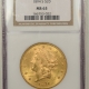 New Certified Coins 1894 $20 LIBERTY GOLD DOUBLE EAGLE NGC MS-63, TOUGH DATE!