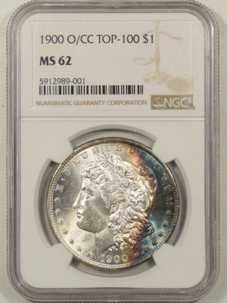 New Certified Coins 1900-O/CC MORGAN DOLLAR NGC MS-62, GORGEOUS COLOR & PQ!
