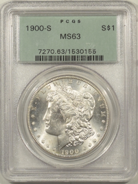 New Certified Coins 1900-S MORGAN DOLLAR PCGS MS-63, OGH, BLAST WHITE & PQ++
