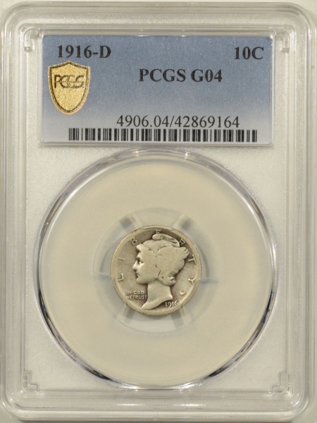 New Certified Coins 1916-D MERCURY DIME PCGS G-4, NICE DOVE GREY KEY-DATE!