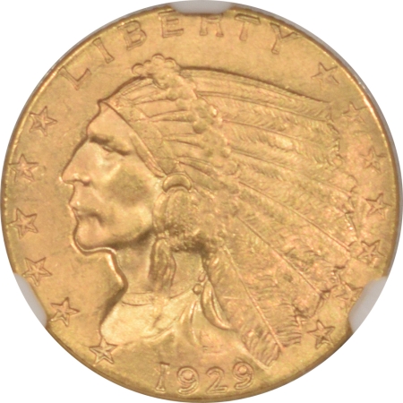 New Certified Coins 1929 $2.50 INDIAN GOLD – NGC MS-64