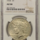 New Certified Coins 1935 PEACE DOLLAR NGC AU-58, FLASHY ORIGINAL WHITE