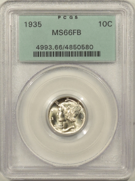 New Certified Coins 1935 MERCURY DIME – PCGS MS-66 FB PREMIUM QUALITY! OLD GREEN HOLDER!