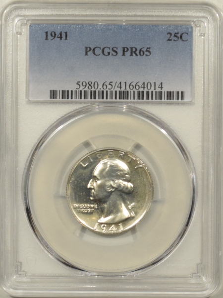 New Certified Coins 1941 PROOF WASHINGTON QUARTER – PCGS PR-65 WHITE!