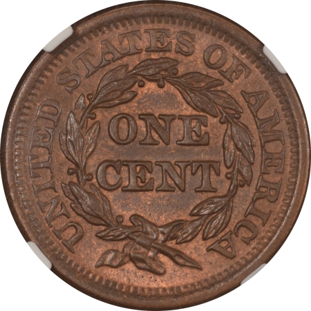 U.S. Certified Coins 1850 BRAIDED HAIR LARGE CENT – N-7 – NGC MS-65 RB
