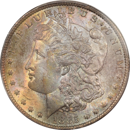 U.S. Certified Coins 1885-O MORGAN DOLLAR – PCGS MS-65 PRETTY REVERSE! PREMIUM QUALITY!