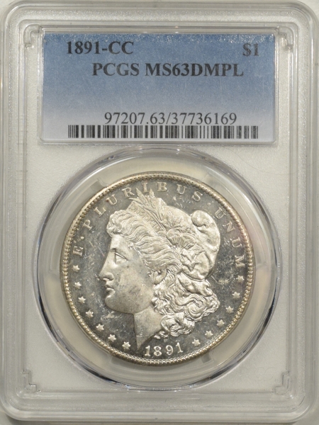 U.S. Certified Coins 1891-CC MORGAN DOLLAR – PCGS MS-63 DMPL, DEEP MIRROR PROOFLIKE!
