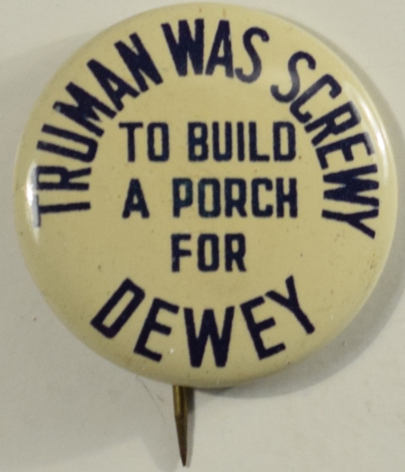 Political 1948 1 1/4″ CLASSIC DEWEY LITHO CAMPAIGN BUTTON – MINT!