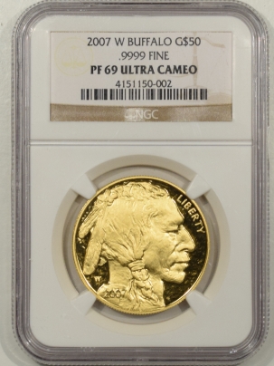 U.S. Certified Coins 2007-W 1 OZ PROOF $50 AMERICAN GOLD BUFFALO .9999 FINE – NGC PF-69 ULTRA CAMEO