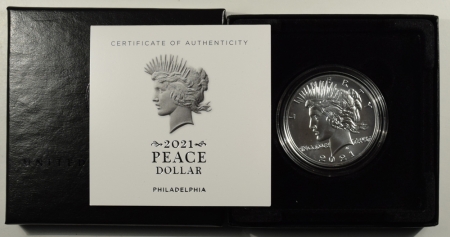 New Certified Coins 2021 100TH ANNIVERSARY PEACE SILVER DOLLAR COMMEMORATIVE, GEM W/ BOX & COA