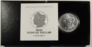 New Certified Coins 2021-D 100TH ANNIVERSARY MORGAN SILVER DOLLAR COMMEM, DENVER, GEM W/ BOX & COA