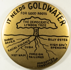 Post-1920 RARE 1964 3 1/2″ GOLDWATER TREE-ONE OF THE VERY BEST GOLDWATER CAMPAIGN BUTTONS