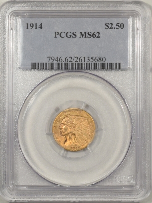 $2.50 1914 $2.50 INDIAN HEAD GOLD – PCGS MS-62