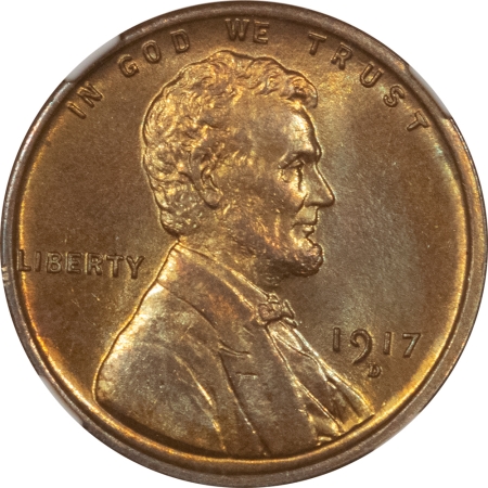 Lincoln Cents (Wheat) 1917-D LINCOLN CENT NGC MS-64 BN, GORGEOUS & PREMIUM QUALITY!