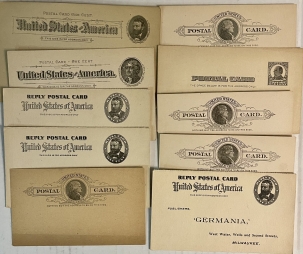 U.S. Stamps 10 DIFFERENT ca 1900 US POSTAL CARDS-ALL UNUSED, SOME PREPRINTED ADVERTISEMENTS