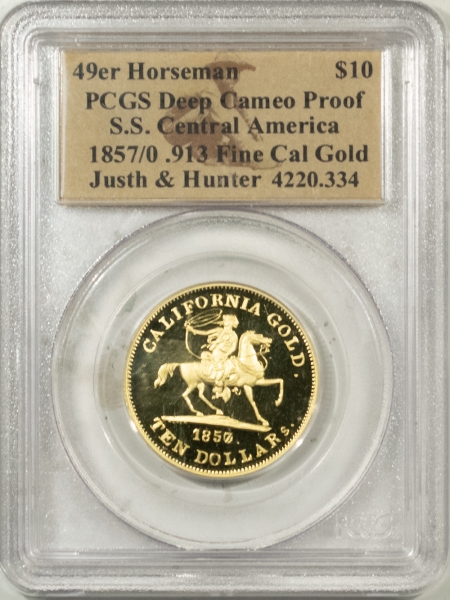 New Store Items 1857/0 $10 49ER HORSEMAN SS CENTRAL AMERICA – PCGS DEEP CAMEO PROOF