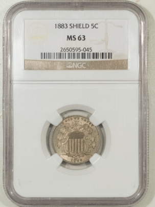 New Certified Coins 1883 SHIELD NICKEL NGC MS-63, CHOICE, FINAL YEAR TYPE!