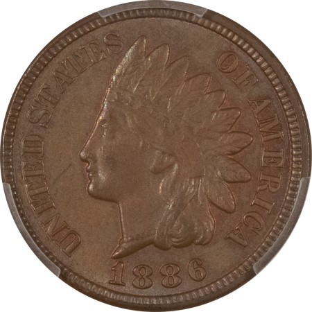 New Store Items 1886 INDIAN CENT, VARIETY 2 – PCGS AU-58