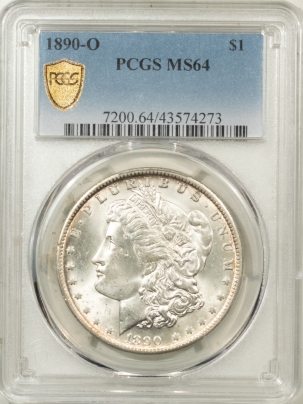 Morgan Dollars 1890-O MORGAN DOLLAR – PCGS MS-64 BLAST WHITE, PREMIUM QUALITY!