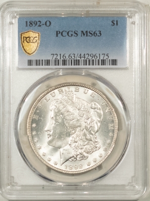 Dollars 1892-O MORGAN DOLLAR – PCGS MS-63, BLAST WHITE & NICE!