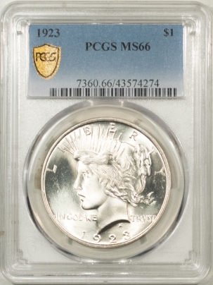 New Certified Coins 1923 PEACE DOLLAR – PCGS MS-66 BLAZING WHITE & PREMIUM QUALITY++
