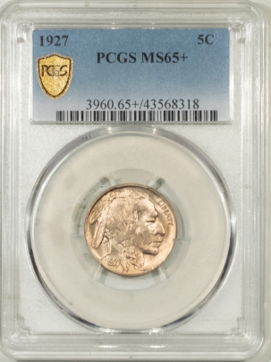 Buffalo Nickels 1927 BUFFALO NICKEL – PCGS MS-65+ LOOKS 66, PREMIUM QUALITY!