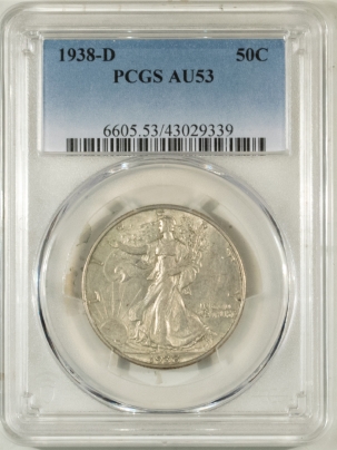 New Certified Coins 1938-D WALKING LIBERTY HALF DOLLAR – PCGS AU-53