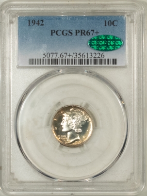 CAC Approved Coins 1942 MERCURY DIME – PCGS PR-67+ STUNNING, PREMIUM QUALITY & CAC APPROVED!