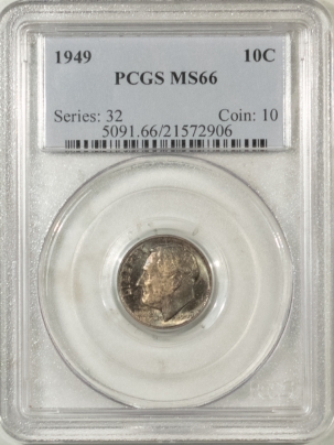 New Certified Coins 1949 ROOSEVELT DIME – PCGS MS-66, PRETTY