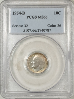 New Certified Coins 1954-D ROOSEVELT DIME – PCGS MS-66