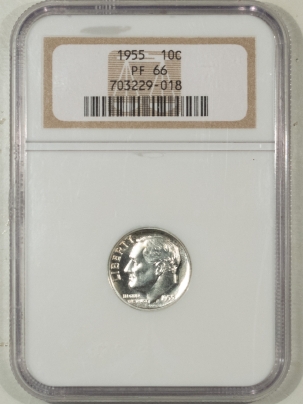 New Certified Coins 1955 PROOF ROOSEVELT DIME – NGC PF-66