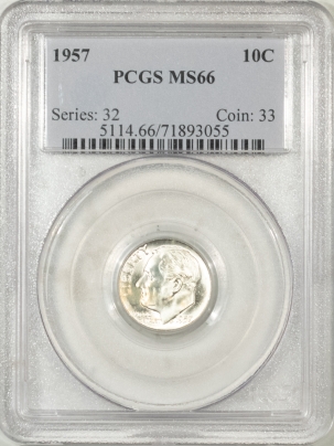 New Store Items 1957 ROOSEVELT DIME – PCGS MS-66