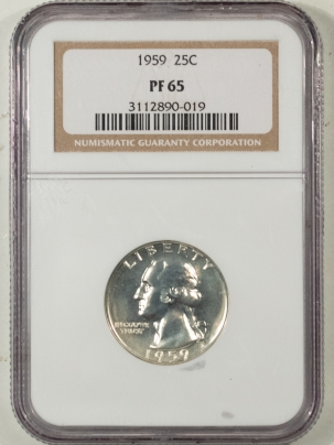 New Certified Coins 1959 PROOF WASHINGTON QUARTER – NGC PF-65