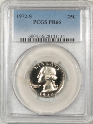 New Certified Coins 1972-S PROOF WASHINGTON QUARTER – PCGS PR-66