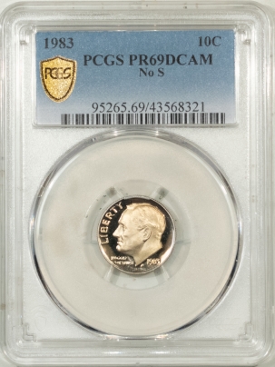 New Certified Coins 1983 PROOF ROOSEVELT DIME – NO S – PCGS PR-69 DCAM GORGEOUS!