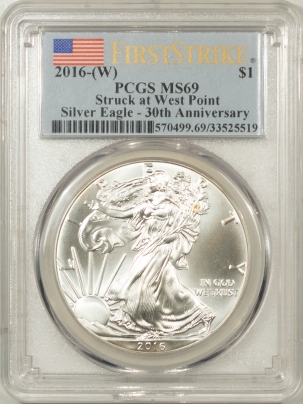 American Silver Eagles 2016-(W) $1 AMERICAN SILVER EAGLE 1 OZ – PCGS MS-69 FIRST STRIKE, 30 ANNIVERSARY