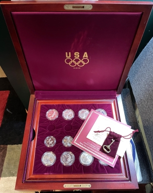 U.S. Certified Coins 1995-1996 24 COIN U.S. OLYMPIC COMMEM SILVER $1/50C SET W/ BOX/KEY/COA (NO GOLD)