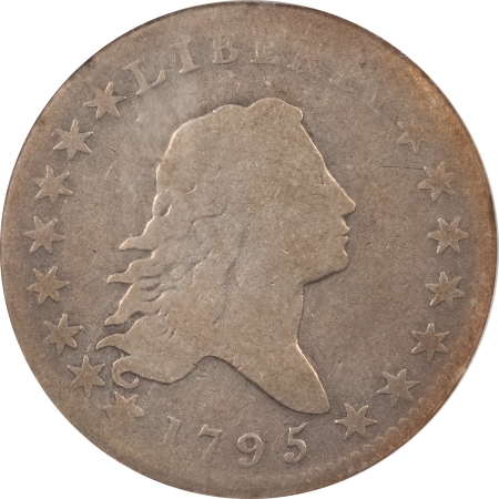 Early Halves 1795 FLOWING HAIR HALF DOLLAR 2 LEAVES PCI G-4, GREEN HOLDER NICE STRONG DETAILS