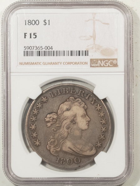 Dollars 1800 DRAPED BUST DOLLAR, NGC F-15, PLEASING EARLY FEDERAL ISSUE