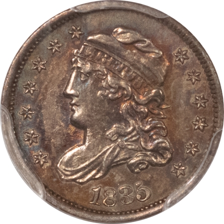 New Store Items 1835 CAPPED BUST HALF DIME, LARGE DATE, LARGE 5C – PCGS AU-55