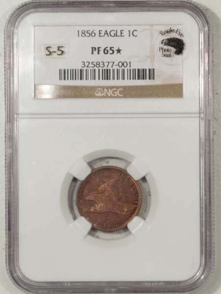 Flying Eagle 1856 FLYING EAGLE CENT NGC PF-65* EAGLE EYE CERT S5 FIERY PROOF COLOR, POP 1 65*