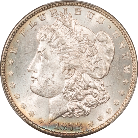 Morgan Dollars 1878 7TF REVERSE OF 1878 – MORGAN DOLLAR – PCGS MS-63, FLASHY LUSTROUS!