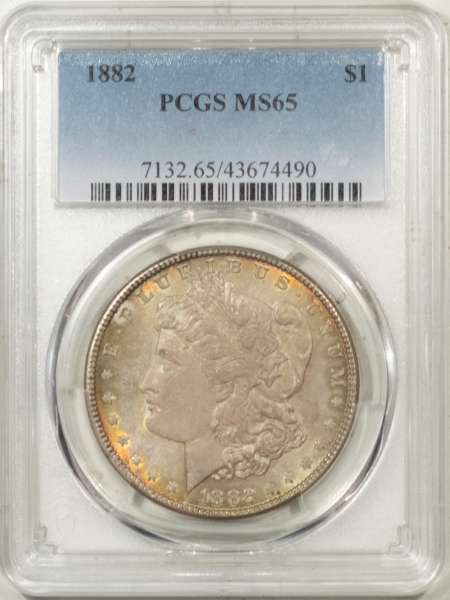 Morgan Dollars 1882 MORGAN DOLLAR – PCGS MS-65 ORIGINAL TONED FRESH & PREMIUM QUALITY!