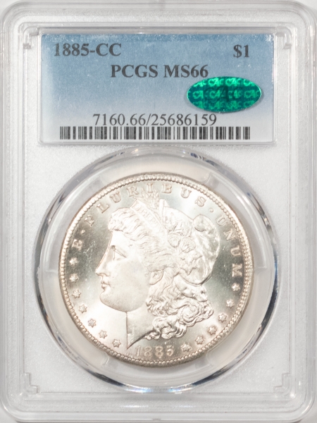 CAC Approved Coins 1885-CC MORGAN DOLLAR – PCGS MS-66, REALLY PRETTY & CAC APPROVED!