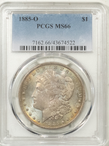 Morgan Dollars 1885-O MORGAN DOLLAR – PCGS MS-66, ORIGINAL GEM!